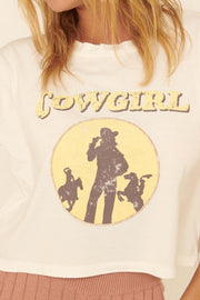 Cowgirl Vintage-Print Cropped Graphic Tee - ShopPromesa