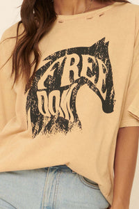 Freedom Distressed Vintage-Wash Graphic Tee - ShopPromesa