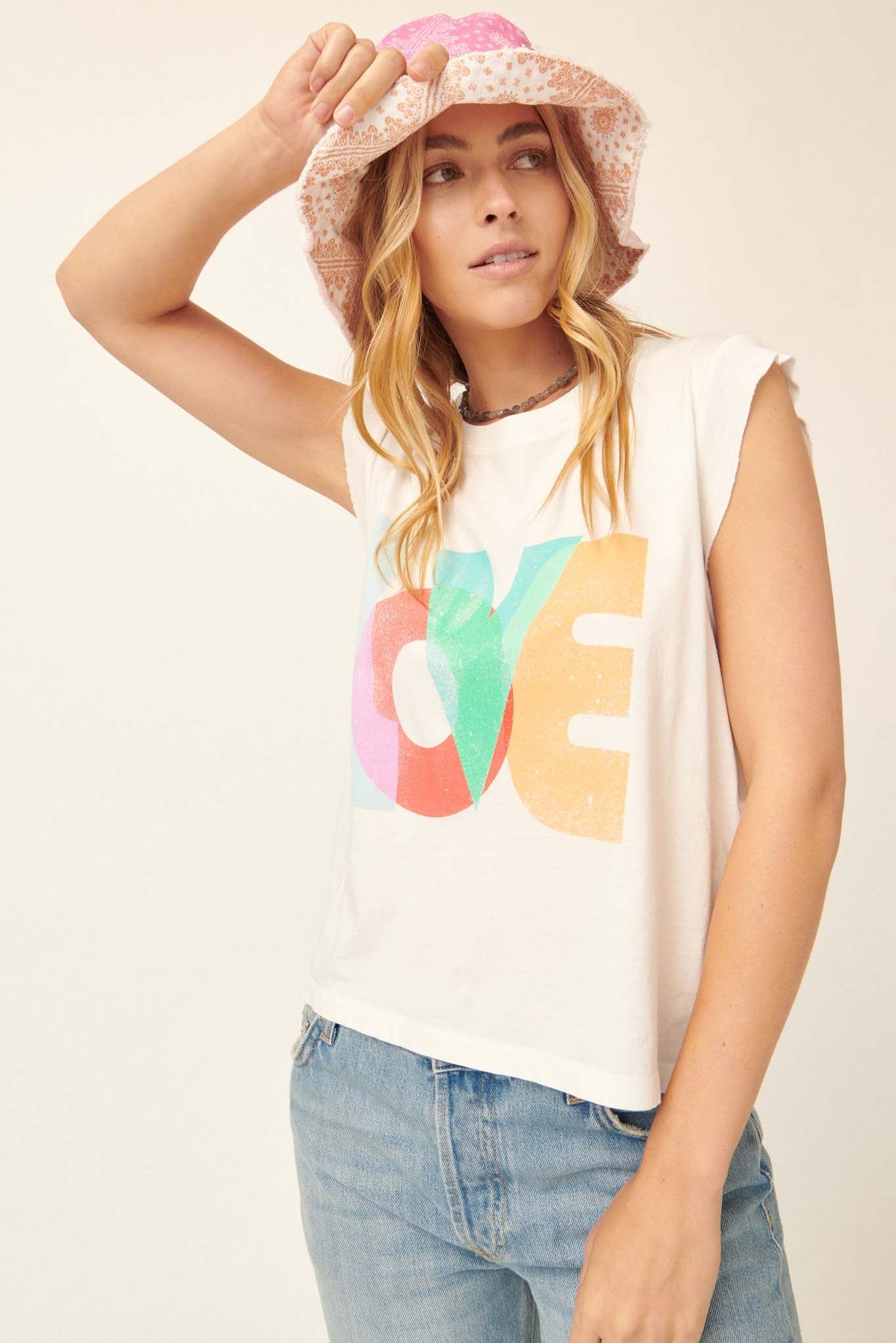 Love Vintage-Print Sleeveless Graphic Tee - ShopPromesa