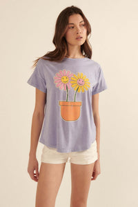 Happy Daisies Vintage-Wash Graphic Tee - ShopPromesa