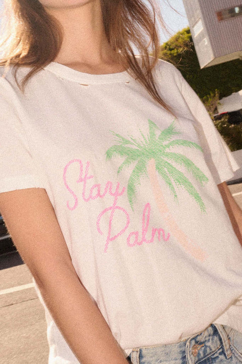 Stay Palm Distressed Palm Tree Graphic Tee - ShopPromesa