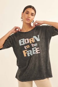 Born to Be Free Distressed Graphic Tee - ShopPromesa