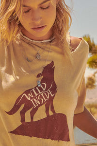 Wild Inside Distressed Vintage-Wash Graphic Tee - ShopPromesa