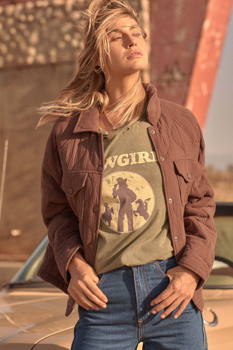 Cowgirl Distressed Vintage-Wash Graphic Tee - ShopPromesa