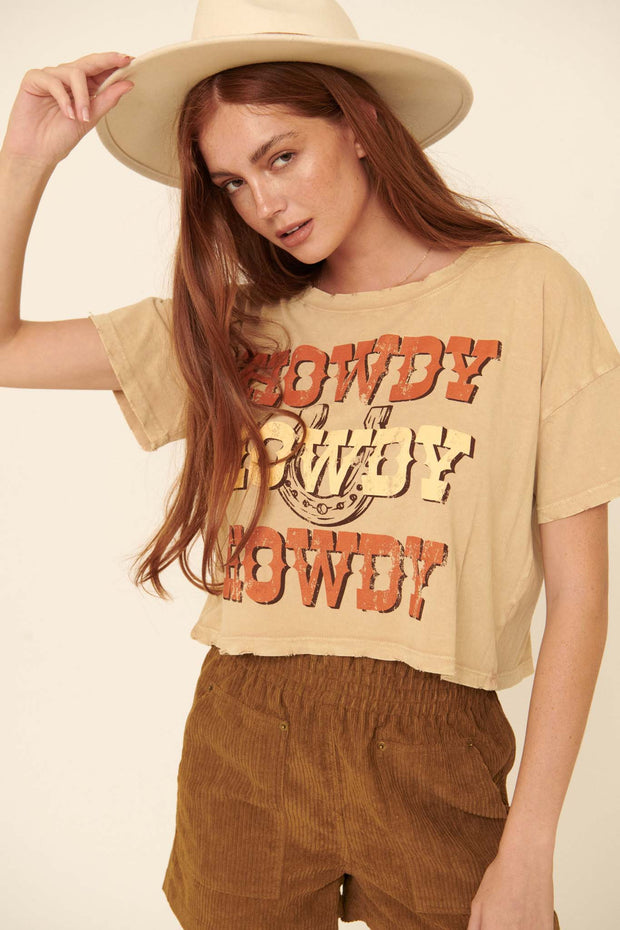 Howdy Vintage-Wash Cropped Graphic Tee - ShopPromesa