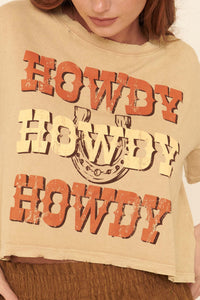 Howdy Vintage-Wash Cropped Graphic Tee - ShopPromesa