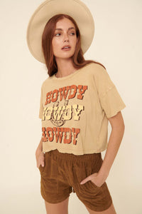 Howdy Vintage-Wash Cropped Graphic Tee - ShopPromesa