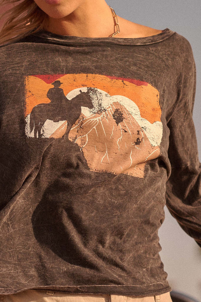 Open Range Vintage Cowboy Long-Sleeve Graphic Tee - ShopPromesa