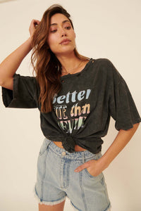 Better Late Than Never Distressed Graphic Tee - ShopPromesa