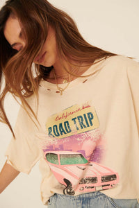 Road Trip Distressed Oversize Graphic Tee - ShopPromesa