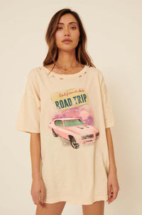 Road Trip Distressed Oversize Graphic Tee - ShopPromesa