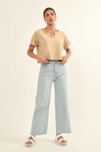 Very Necessary Cropped Split-Neck Tee - ShopPromesa