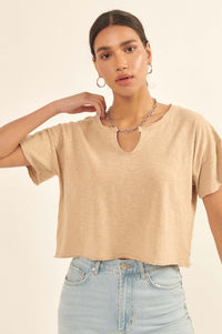 Very Necessary Cropped Split-Neck Tee - ShopPromesa