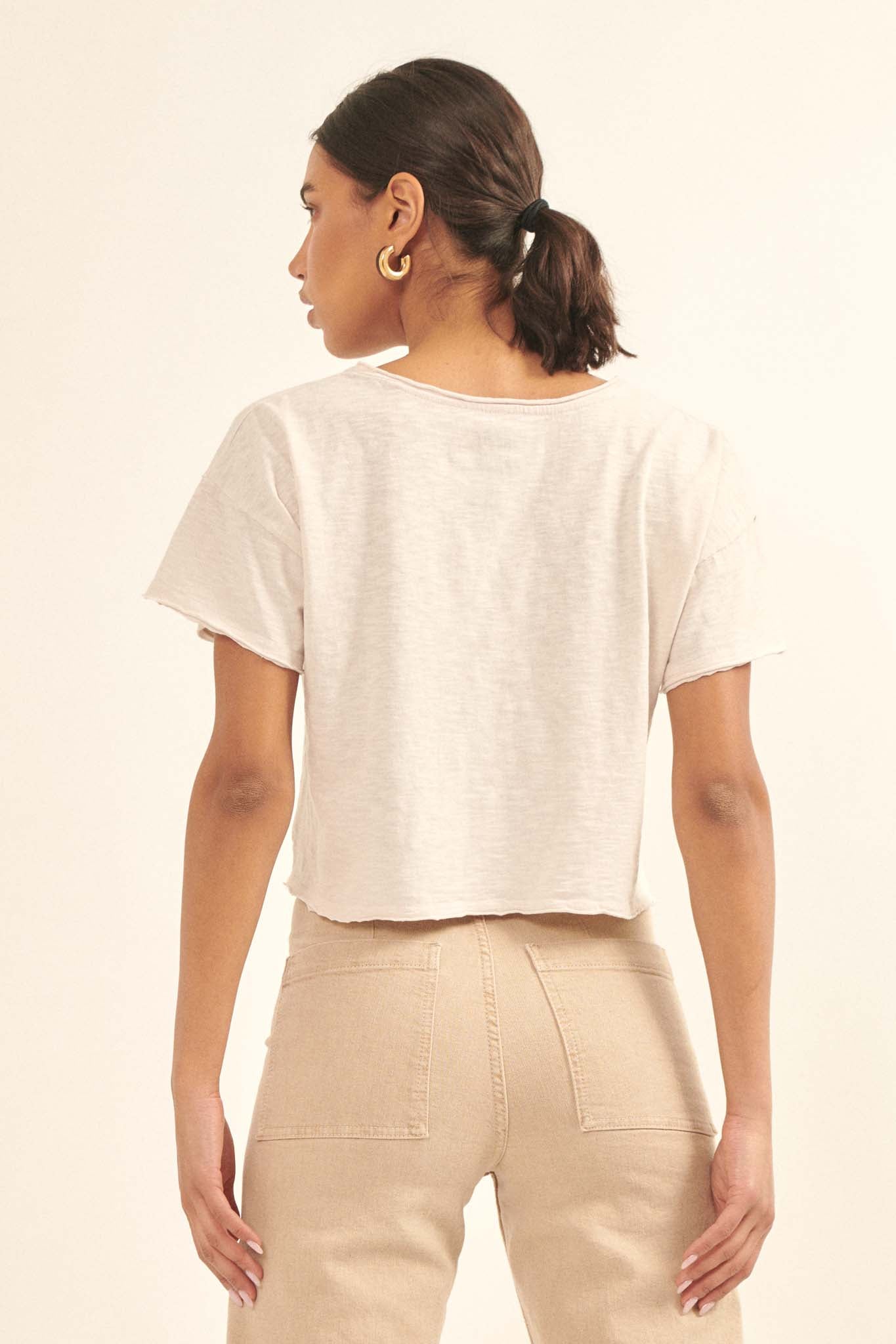 Very Necessary Cropped Split-Neck Tee - ShopPromesa