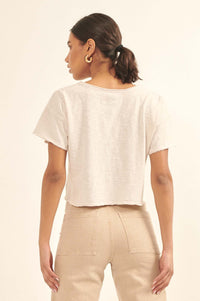 Very Necessary Cropped Split-Neck Tee - ShopPromesa