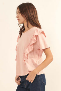 Gotta Flounce Ruffled Vintage-Wash Tee - ShopPromesa