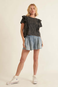 Gotta Flounce Ruffled Vintage-Wash Tee - ShopPromesa