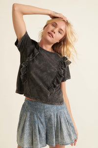 Gotta Flounce Ruffled Vintage-Wash Tee - ShopPromesa