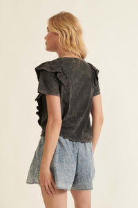 Gotta Flounce Ruffled Vintage-Wash Tee - ShopPromesa