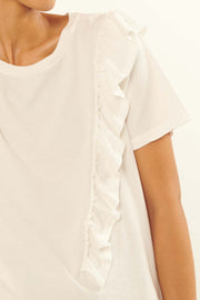 All Aflutter Ruffled Garment Washed Cotton Tee - ShopPromesa