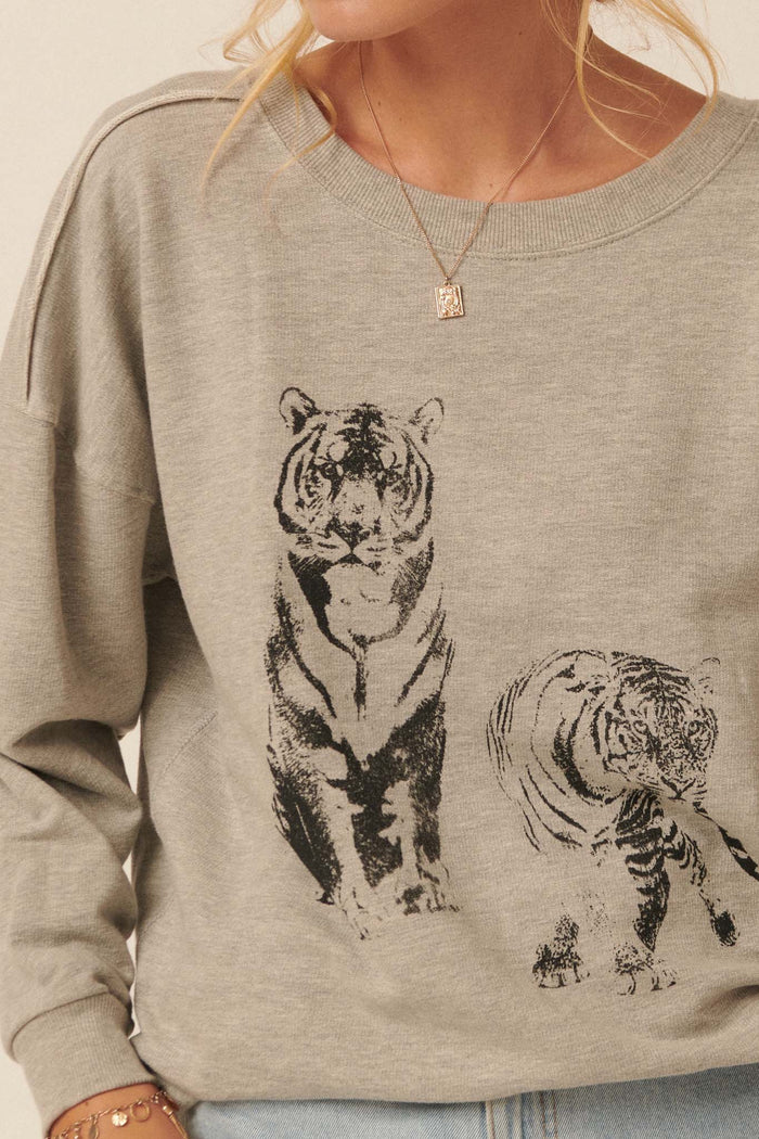 Twin Tigers Vintage-Print Graphic Sweatshirt - ShopPromesa