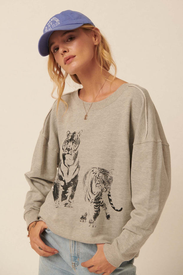 Twin Tigers Vintage-Print Graphic Sweatshirt - ShopPromesa