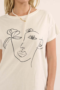 Flower Face Abstract Art Graphic Tee - ShopPromesa