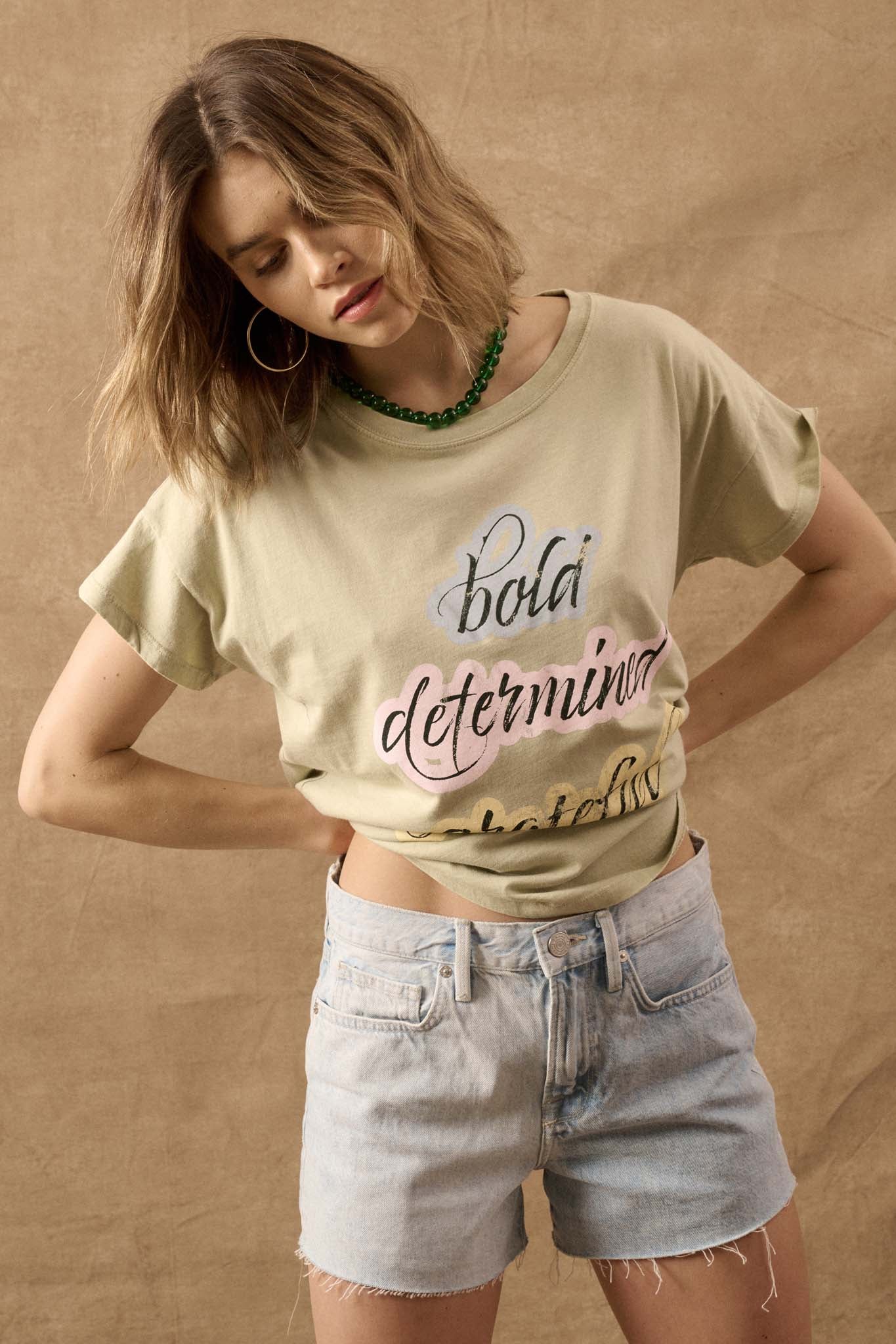 Bold Determined Grateful Vintage-Wash Graphic Tee - ShopPromesa