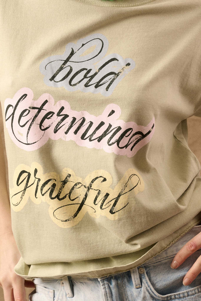 Bold Determined Grateful Vintage-Wash Graphic Tee - ShopPromesa