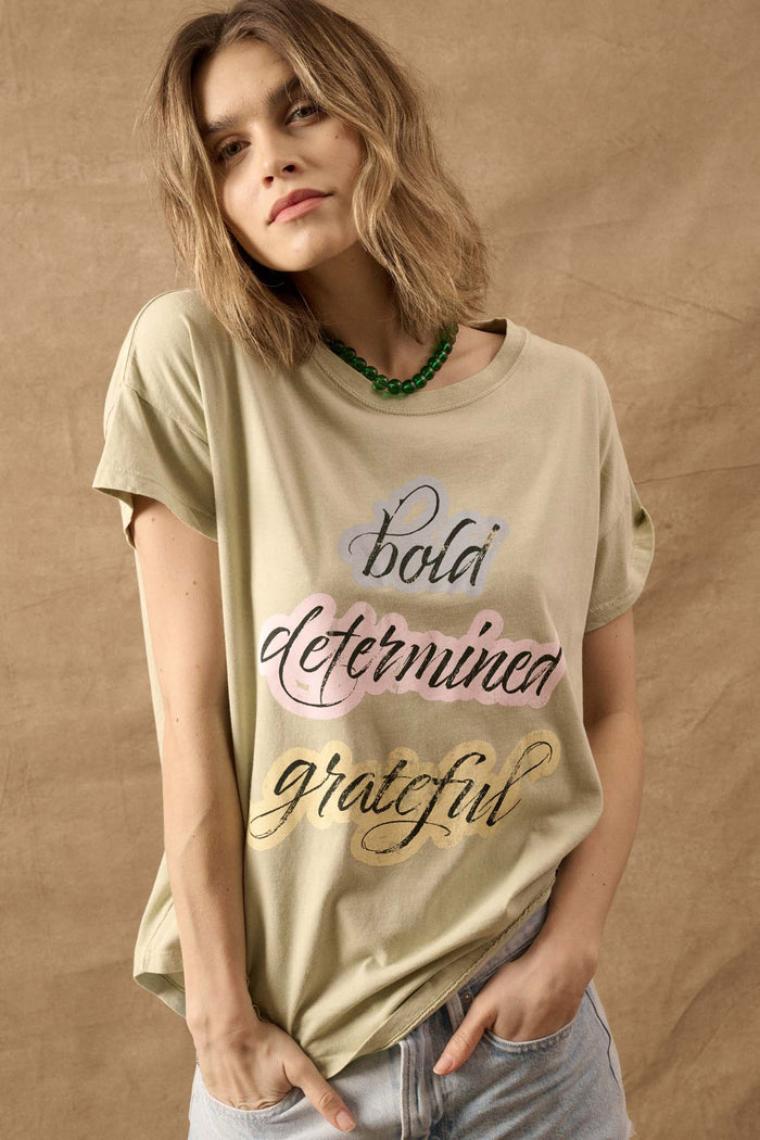 Bold Determined Grateful Vintage-Wash Graphic Tee - ShopPromesa