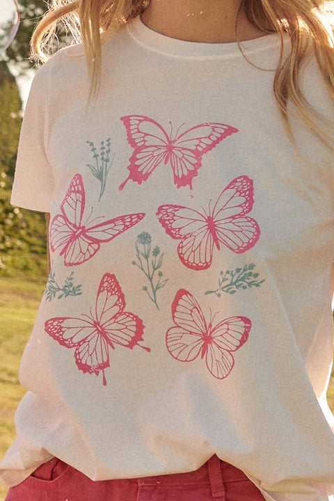 Butterfly Garden Vintage-Print Graphic Tee - ShopPromesa