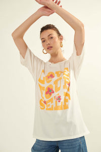 Love Yourself Distressed Oversize Graphic Tee - ShopPromesa