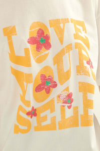 Love Yourself Distressed Oversize Graphic Tee - ShopPromesa