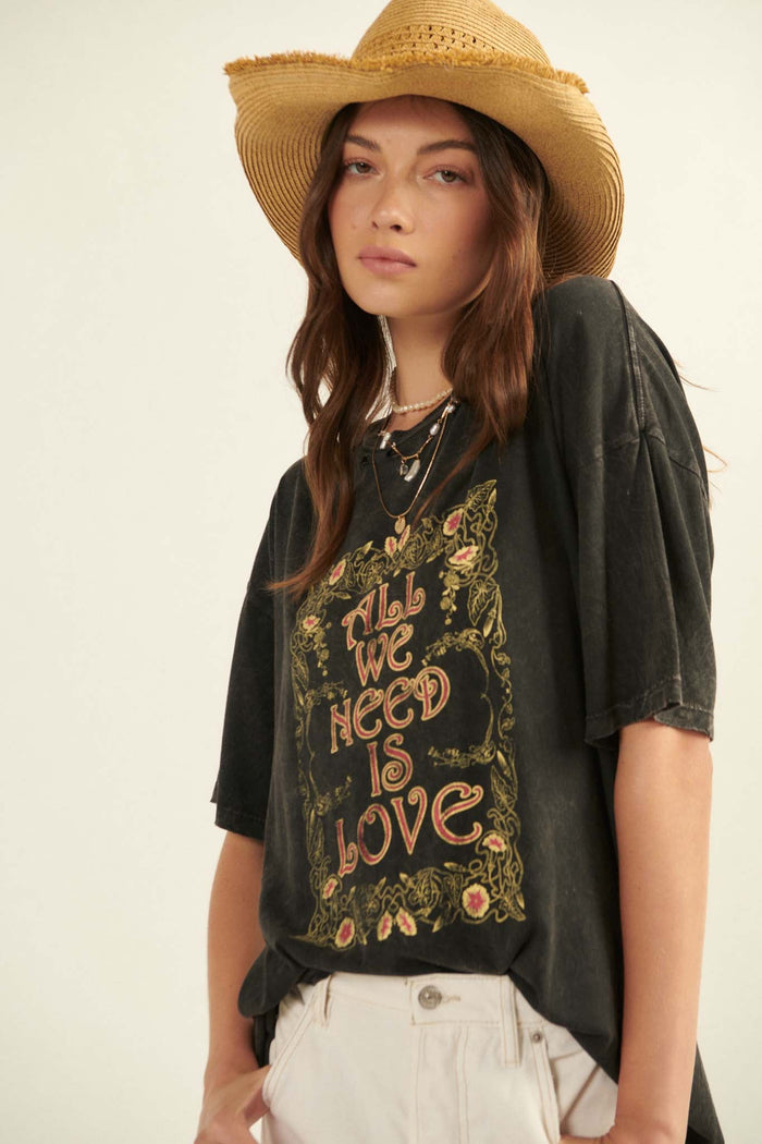 All We Need is Love Distressed Graphic Tee - ShopPromesa