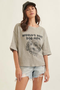 World's Best Dog Mom Waffle Knit Graphic Tee - ShopPromesa