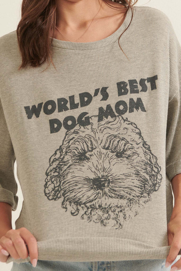 World's Best Dog Mom Waffle Knit Graphic Tee - ShopPromesa