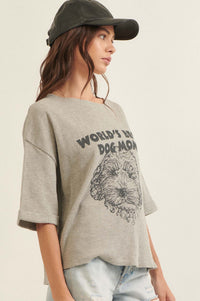 World's Best Dog Mom Waffle Knit Graphic Tee - ShopPromesa