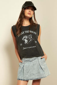 Break the Rules Sleeveless Graphic Tee - ShopPromesa