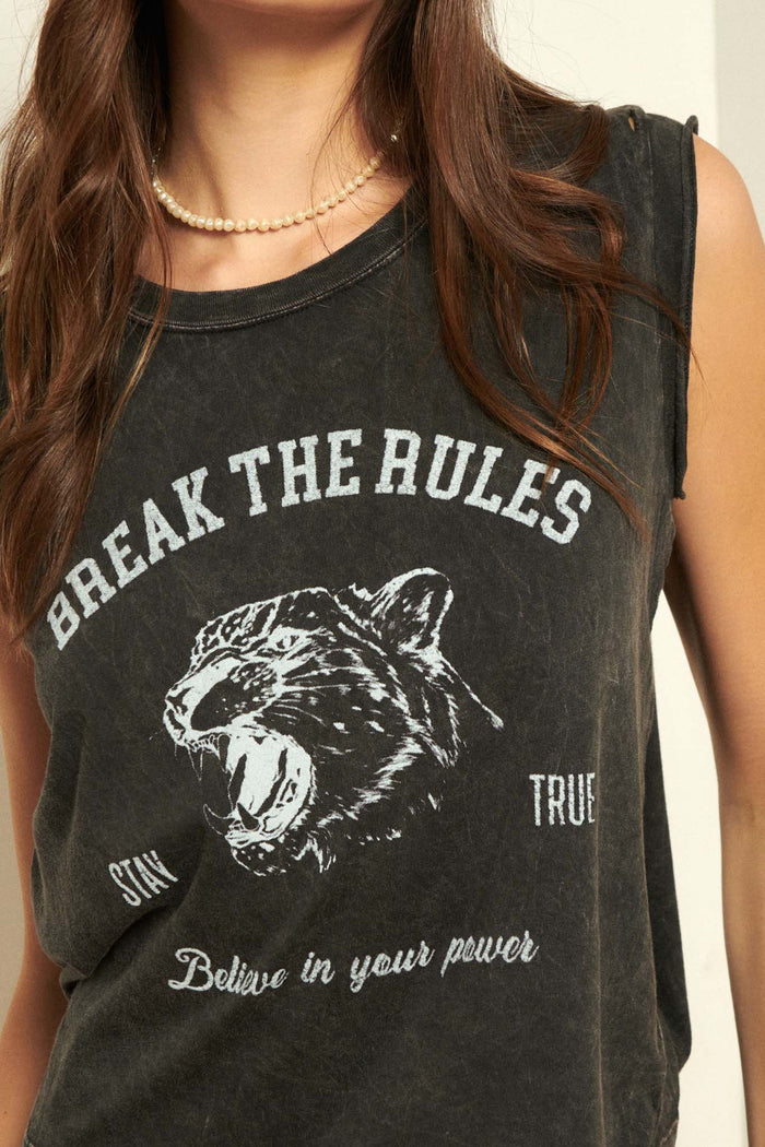 Break the Rules Sleeveless Graphic Tee - ShopPromesa