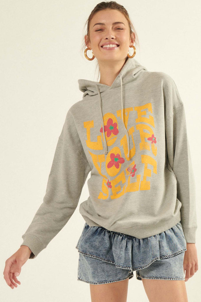 Love Yourself Vintage-Print Graphic Hoodie - ShopPromesa