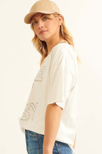 Take It Easy Distressed Sketch Text Graphic Tee - ShopPromesa