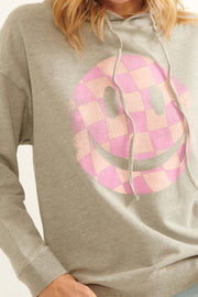 Checker Smiley Face Vintage Graphic Hoodie - ShopPromesa
