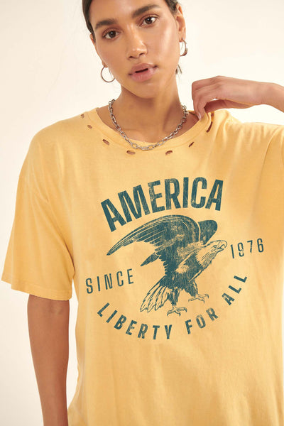 America Eagle Oversized Distressed Graphic Tee - ShopPromesa
