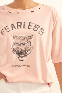 Fearless Tiger Distressed Oversize Graphic Tee - ShopPromesa