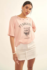 Fearless Tiger Distressed Oversize Graphic Tee - ShopPromesa