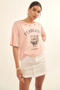 Fearless Tiger Distressed Oversize Graphic Tee - ShopPromesa