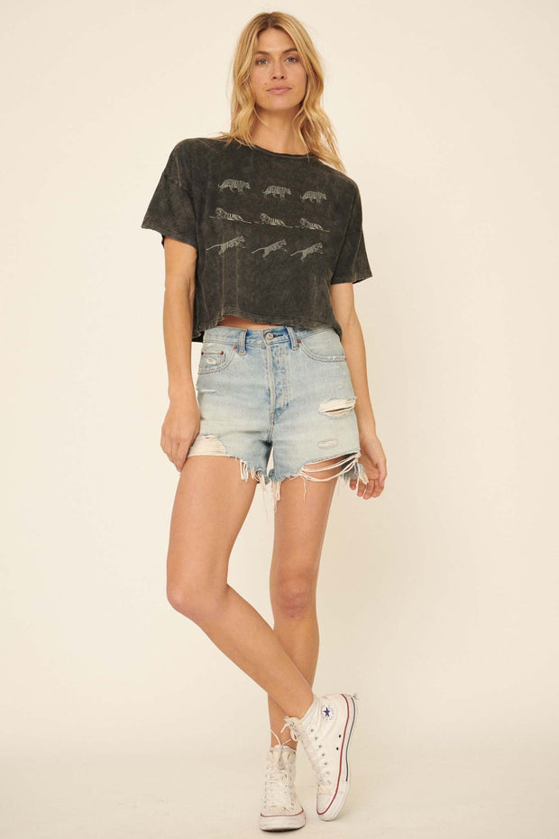 Tiger Troupe Vintage-Wash Cropped Graphic Tee - ShopPromesa
