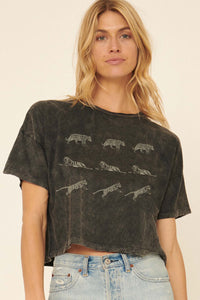 Tiger Troupe Vintage-Wash Cropped Graphic Tee - ShopPromesa