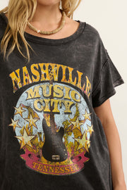 Nashville Music City Vintage-Wash Graphic Tee - ShopPromesa