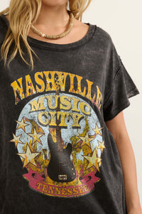 Nashville Music City Vintage-Wash Graphic Tee - ShopPromesa